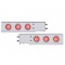 (2/Bulk) Chrome Spring Loaded Rear Light Bar W/ Six 7 Red Led 4" Red Lens Light W/ Bezel - 2 1/2" Bolt Pattern