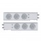 (2/Bulk) Chrome Spring Loaded Rear Light Bar W/ Six 7 Red Led 4" Clear Lens Light W/ Bezel - 2 1/2" Bolt Pattern