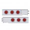 (2/Bulk) Economy 430 Stainless Steel Spring Loaded Rear Light Bar W/ Six 36 Red Led 4" Red Lens Light W/ Bezel - 2" Bolt Pattern