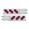 (2/Bulk) Stainless Steel Rear Light Bar With Six 10 Red Led Oval Red Lens Light With Grommet - 3 3/4" Bolt Pattern