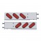 (2/Bulk) Stainless Steel Rear Light Bar With Six 12 Red Led Oval Red Lens Light With Grommet - 3 3/4" Bolt Pattern