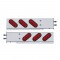 (2/Bulk) Stainless Steel Rear Light Bar With Six 10 Red Led Oval Red Lens Light With Grommet - 2 1/2" Bolt Pattern