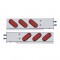 (2/Bulk) Stainless Steel Rear Light Bar With Six 12 Red Led Oval Red Lens Light With Grommet - 2 1/2" Bolt Pattern
