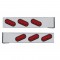 (2/Bulk) Chrome 2 Pcs. Rear Light Bar W/ 6 Slanted 10 Led Oval Red Lens Light W/ Grommet - 4 Hole Flange Mount