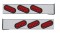 (2/Bulk) Stainless Steel 2 Pcs. Rear Light Bar W/ 6 Slanted 10 Led Oval Red Lens Light W/ Grommet - 4 Hole Flange Mount