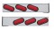 (2/Bulk) Stainless Steel 2 Pcs. Rear Light Bar W/ 6 Straight 60 Led Oval Red Lens Light W/ Grommet - 4 Hole Flange Mount