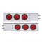 (2/Bulk) Chrome Spring Loaded Rear Light Bar W/ Six 10 Red Led 4" Red Lens Light W/ Grommet - 2 1/2" Bolt Pattern