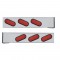 (2/Bulk) Chrome 2 Pcs. Rear Light Bar W/ 6 Slanted 19 Led Oval Red Lens Light W/ Grommet - 4 Hole Flange Mount