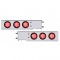 (2/Bulk) Stainless Steel Spring Loaded Rear Light Bar W/ Six 7 Red Led 4" Red Lens Light W/ Grommet - 3 3/4" Bolt Pattern