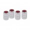 (4/Card) Chrome Tubular Valve Caps W/ Diamond - Red