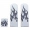 (3/Box) Brush Aluminum Peterbilt Flame Pedal Set W/ Rubber Insert - Black